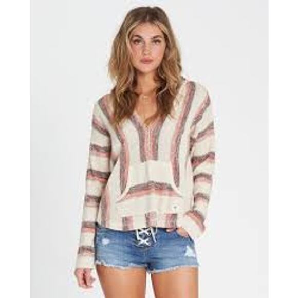 BILLABONG Baja Beach Hoodie in Stripe Jacquard Size Medium M VACATION COZY - Picture 1 of 5